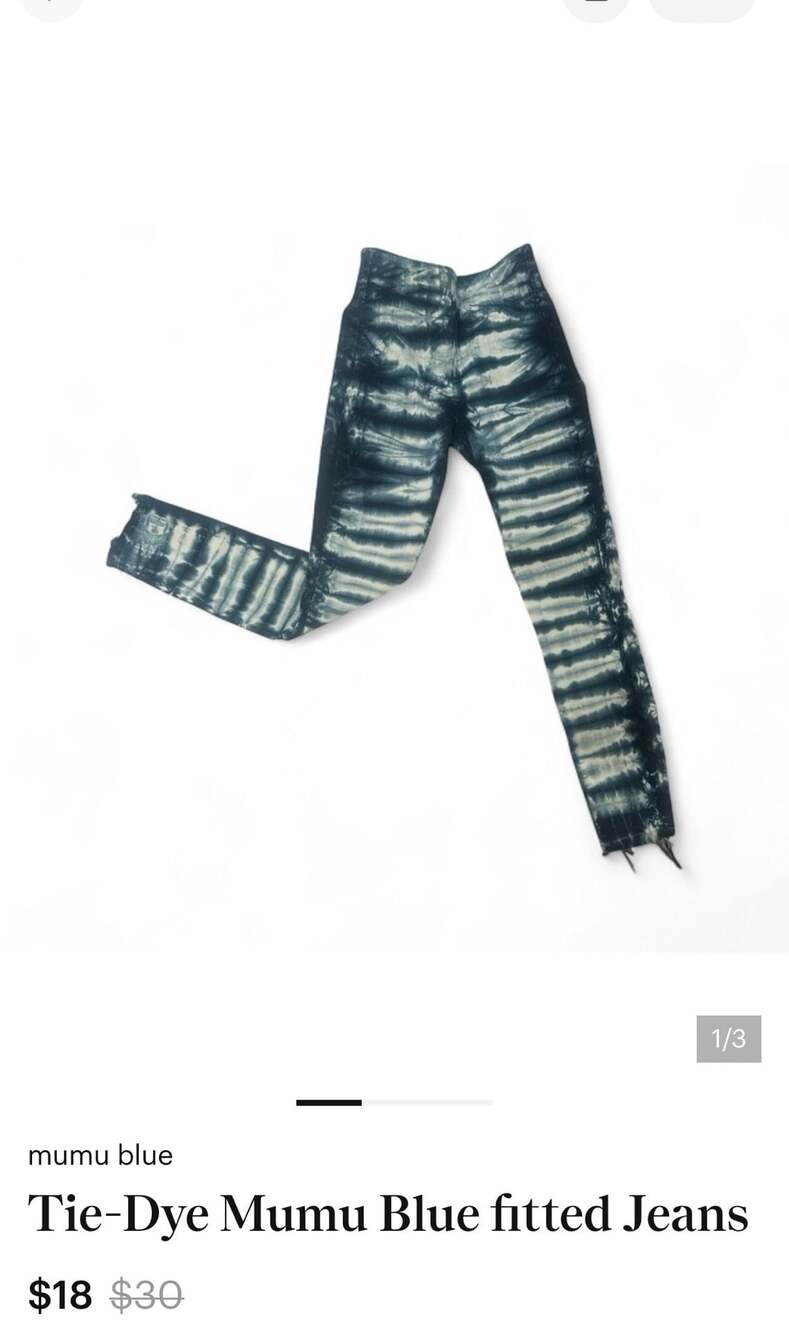 Mumu Blue High Waisted Horizontal Tie Dye Skinny Jeans